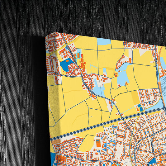 Kamen Germany Colorful City Map Canvas Print Detail