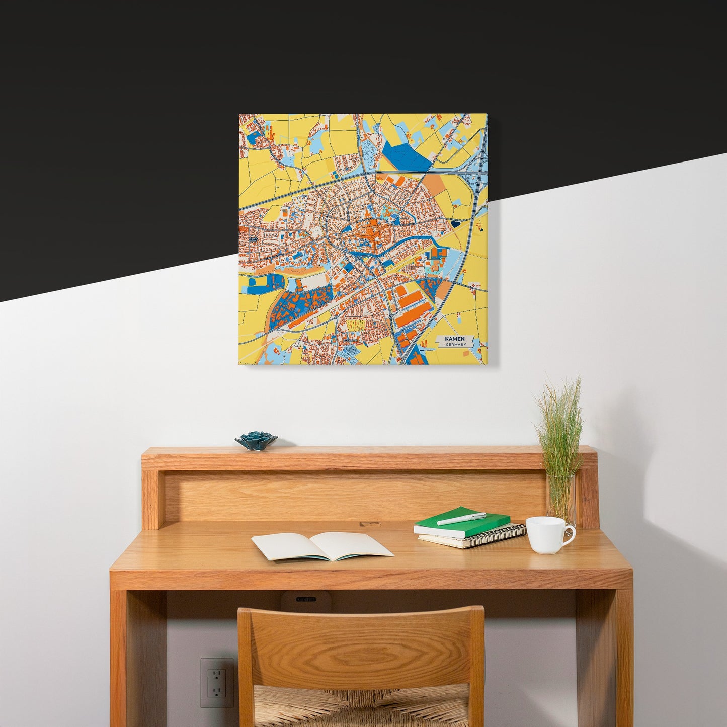 Kamen Germany Colorful City Map Canvas Print Scene