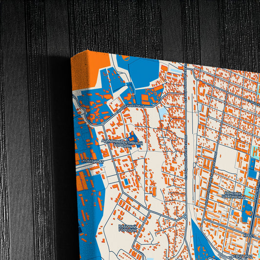 Каменск-Шахтинский Russia Colorful City Map Canvas Print Detail