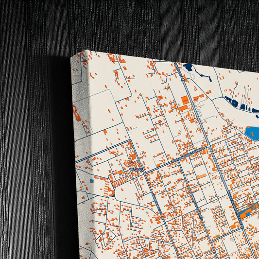 Kamëz Albania Colorful City Map Canvas Print Detail