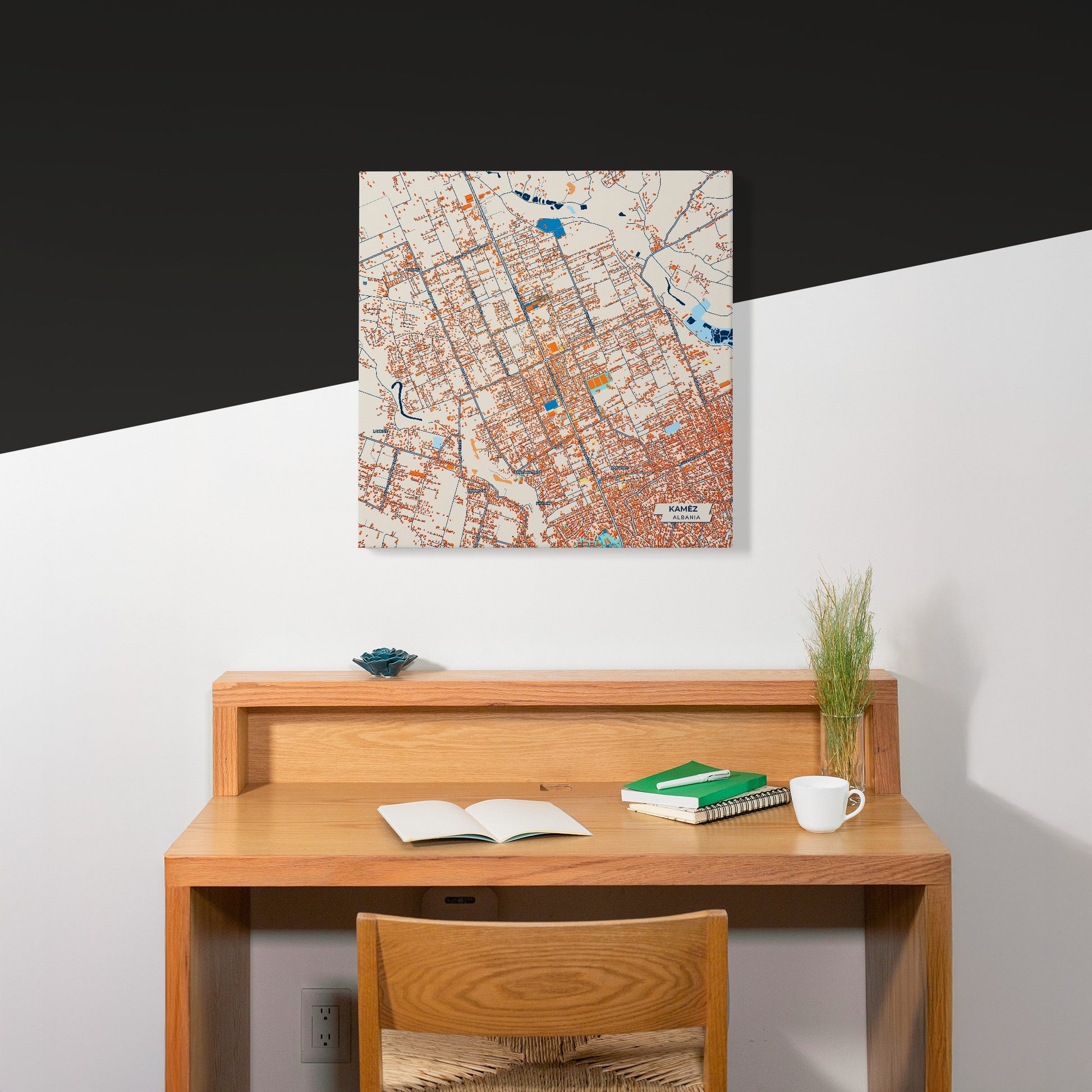 Kamëz Albania Colorful City Map Canvas Print Scene
