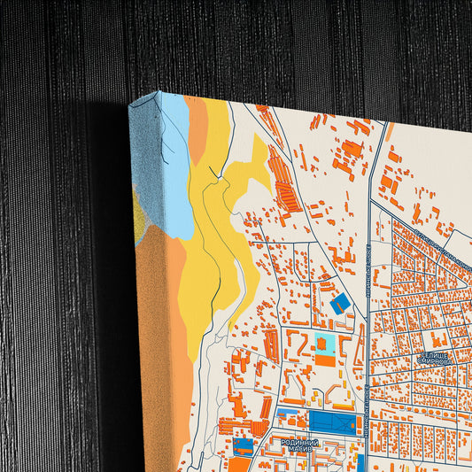 Камянець-Подільський Ukraine Colorful City Map Canvas Print Detail