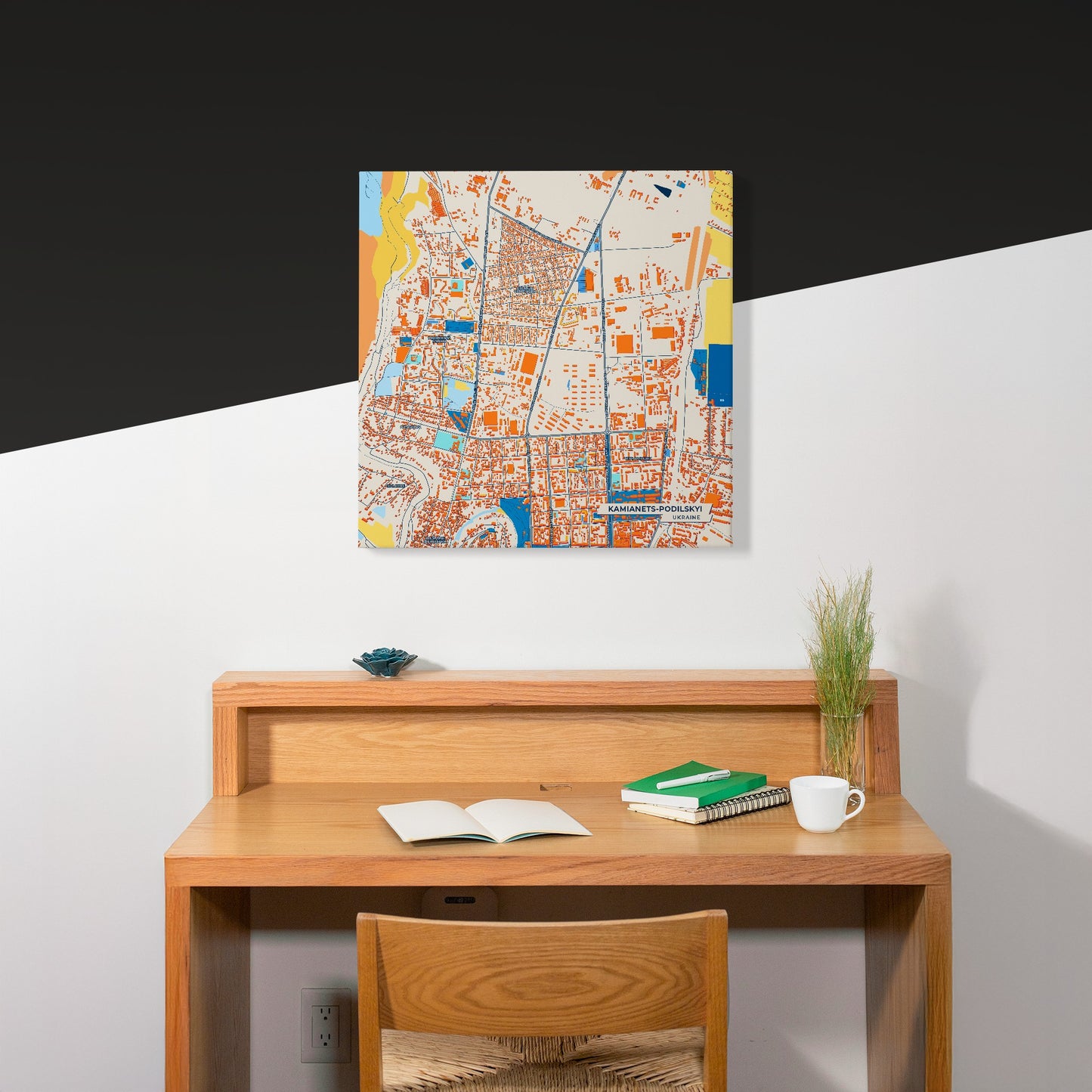 Камянець-Подільський Ukraine Colorful City Map Canvas Print Scene