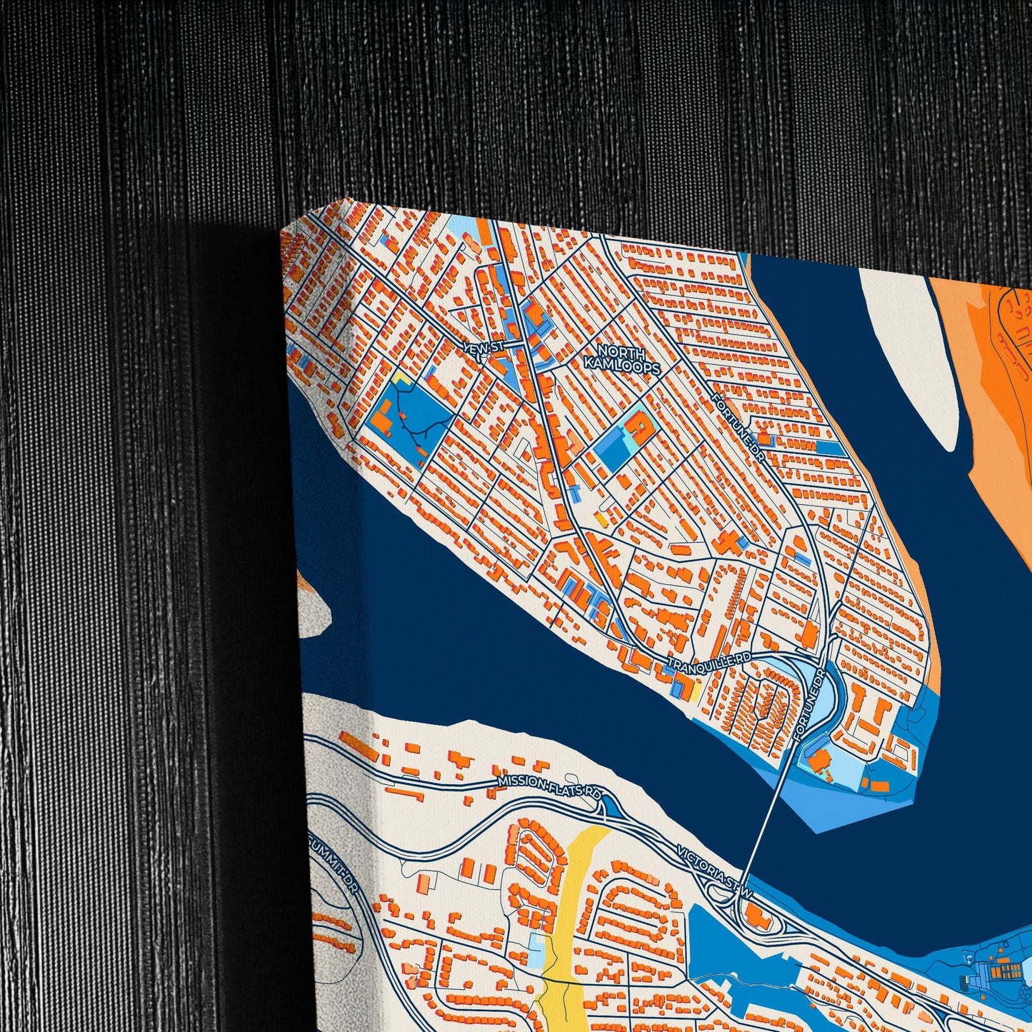 Kamloops Canada Colorful City Map Canvas Print Detail