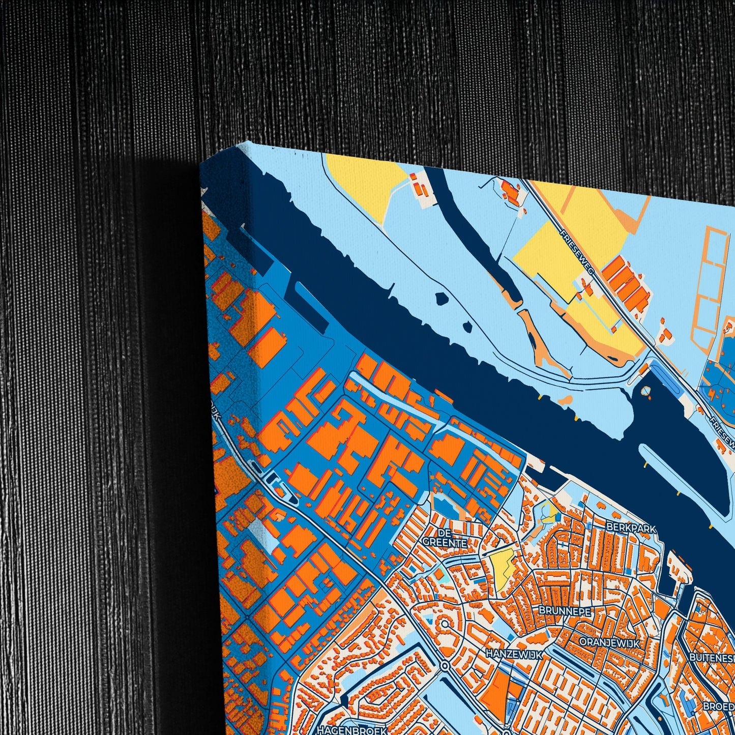 Kampen Netherlands Colorful City Map Canvas Print Detail