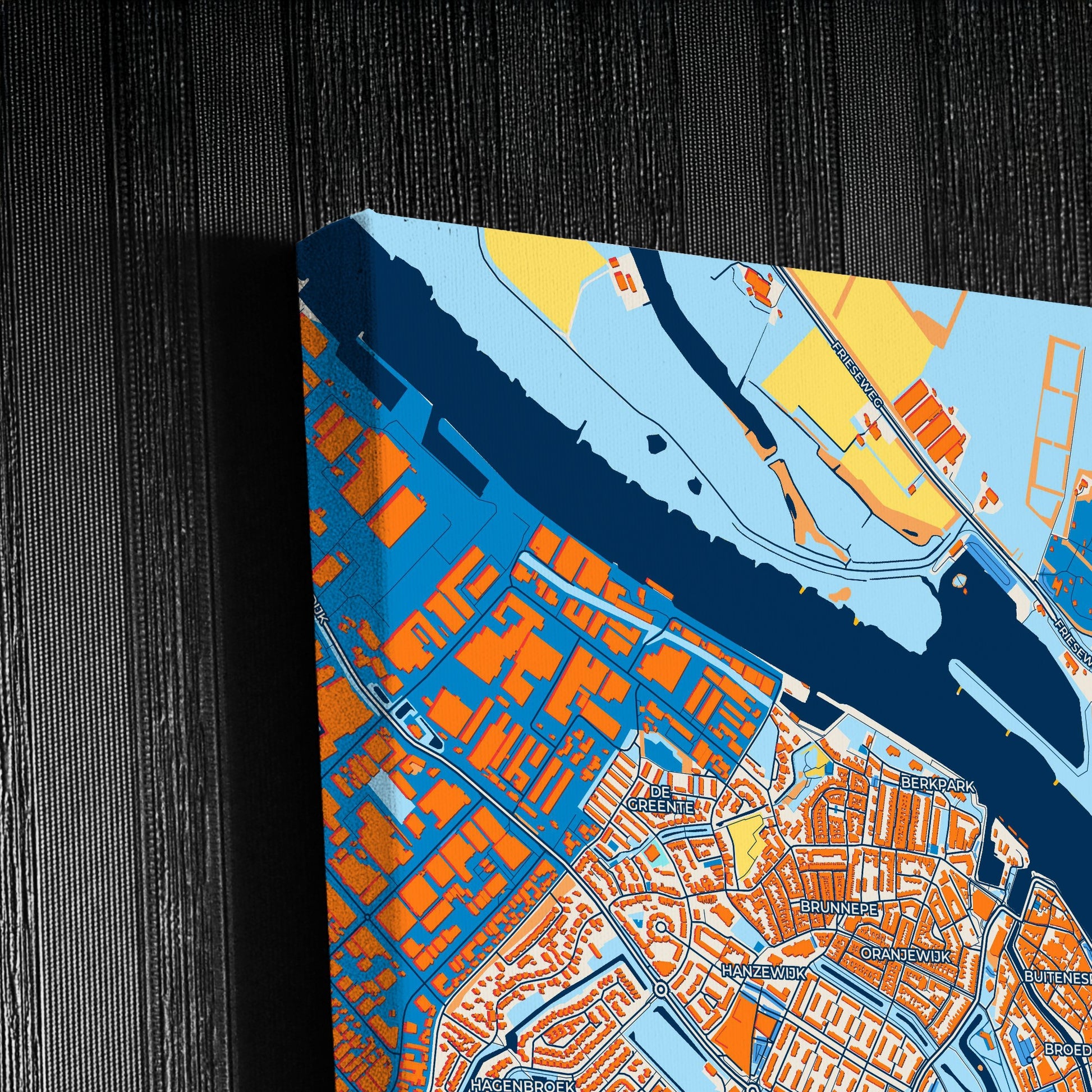 Kampen Netherlands Colorful City Map Canvas Print Detail