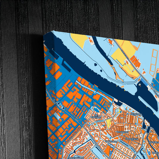 Kampen Netherlands Colorful City Map Canvas Print Detail