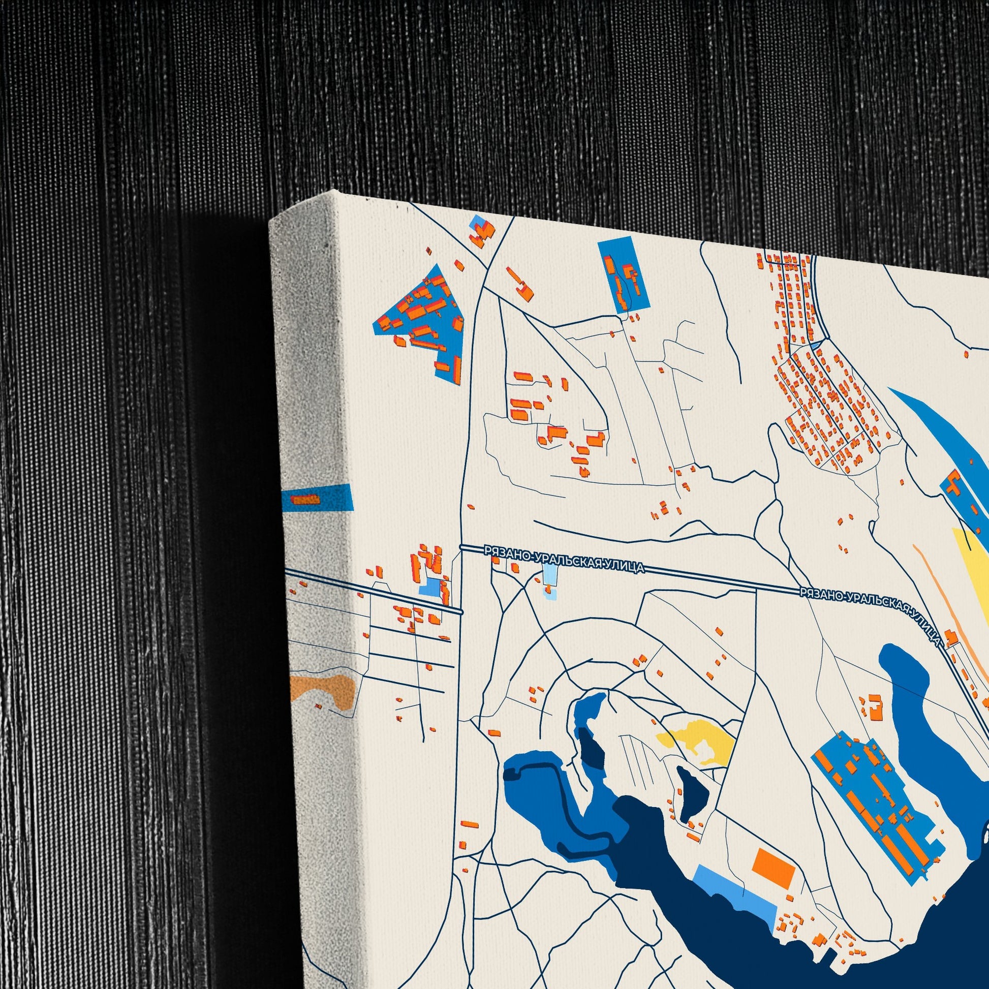 Камышин Russia Colorful City Map Canvas Print Detail