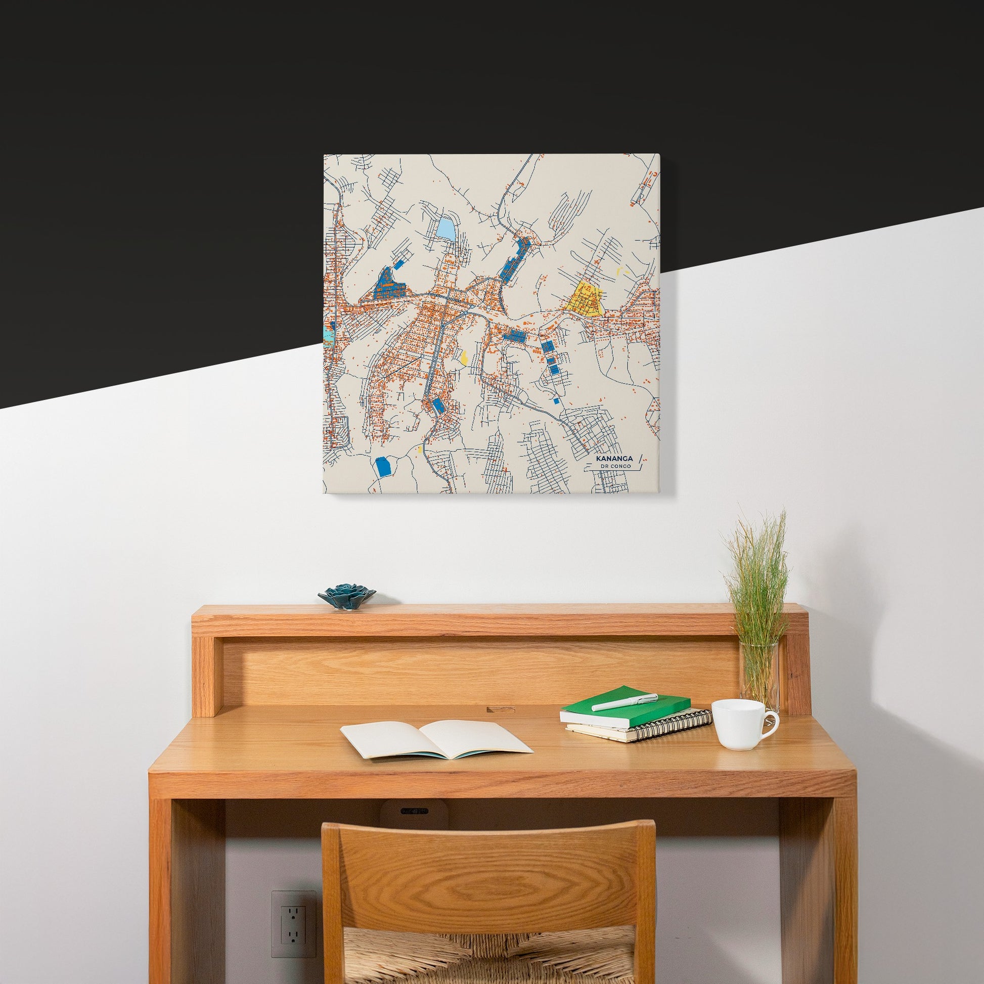 Kananga Dr Congo Colorful City Map Canvas Print Scene