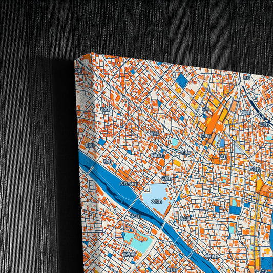 Kanazawa Japan Colorful City Map Canvas Print Detail