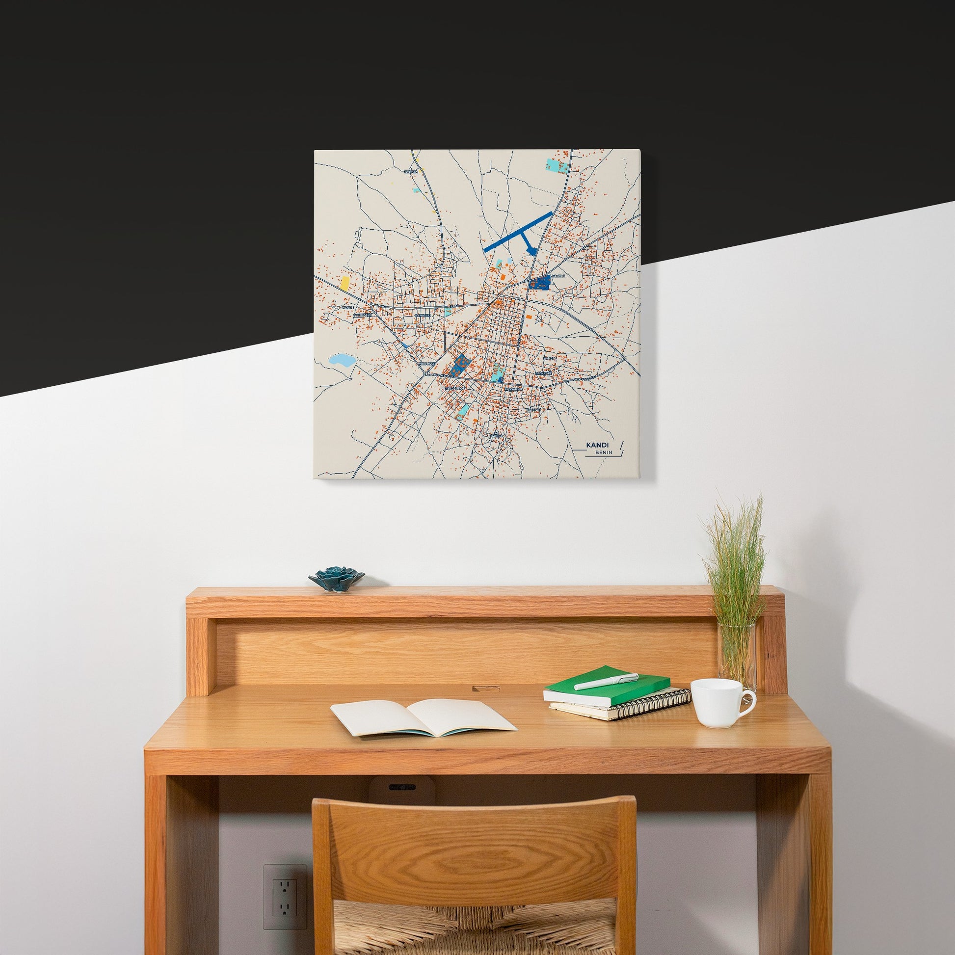Kandi Benin Colorful City Map Canvas Print Scene