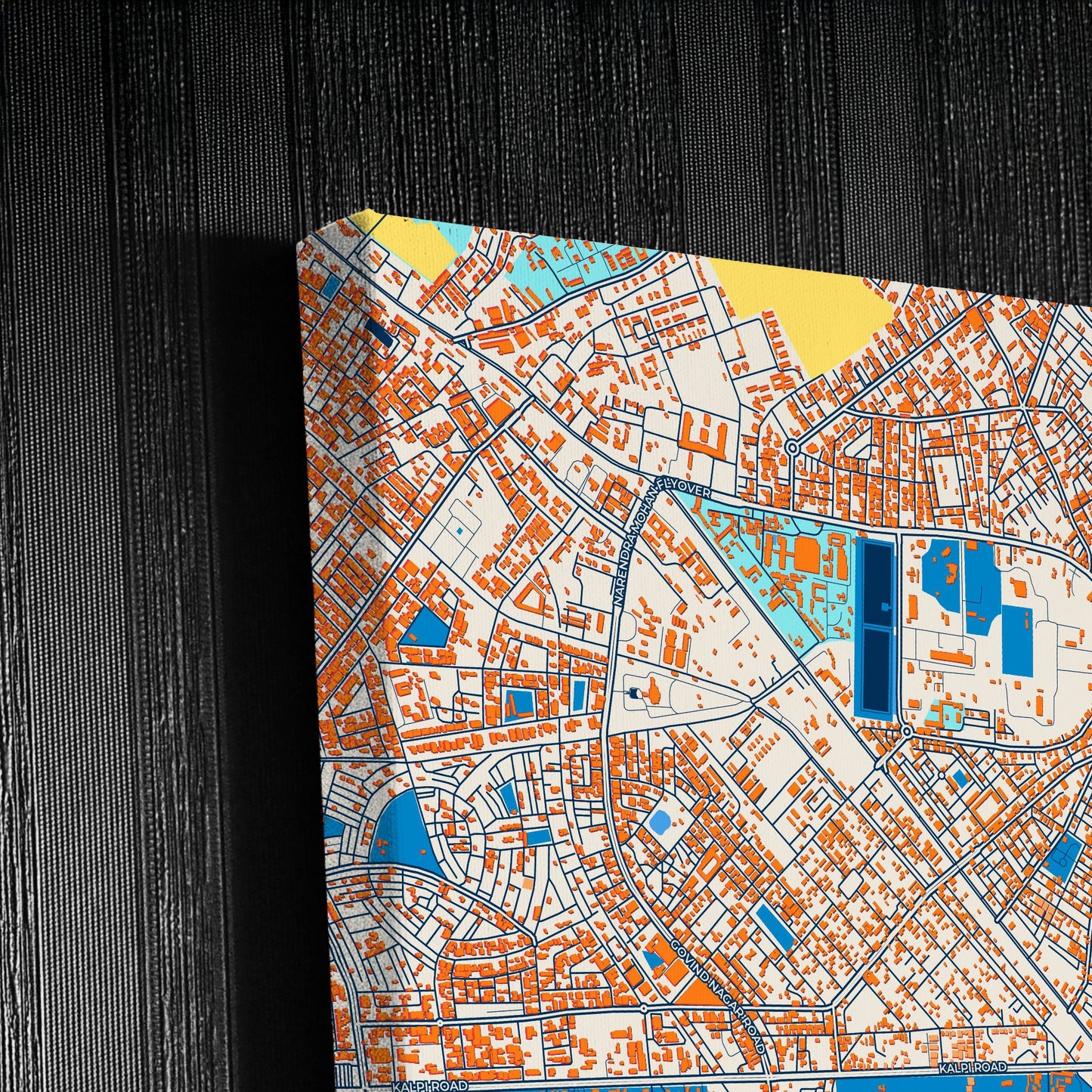 Kanpur India Colorful City Map Canvas Print Detail