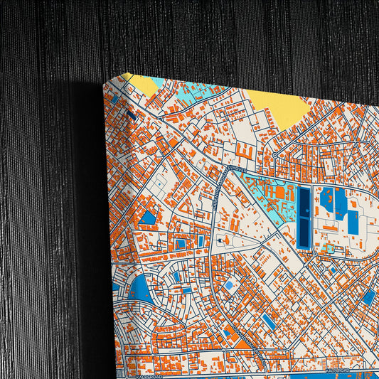 Kanpur India Colorful City Map Canvas Print Detail
