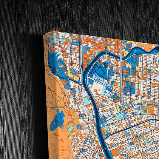 Kaohsiung Taiwan Colorful City Map Canvas Print Detail
