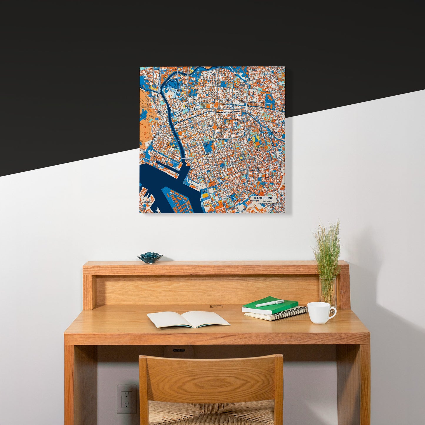 Kaohsiung Taiwan Colorful City Map Canvas Print Scene