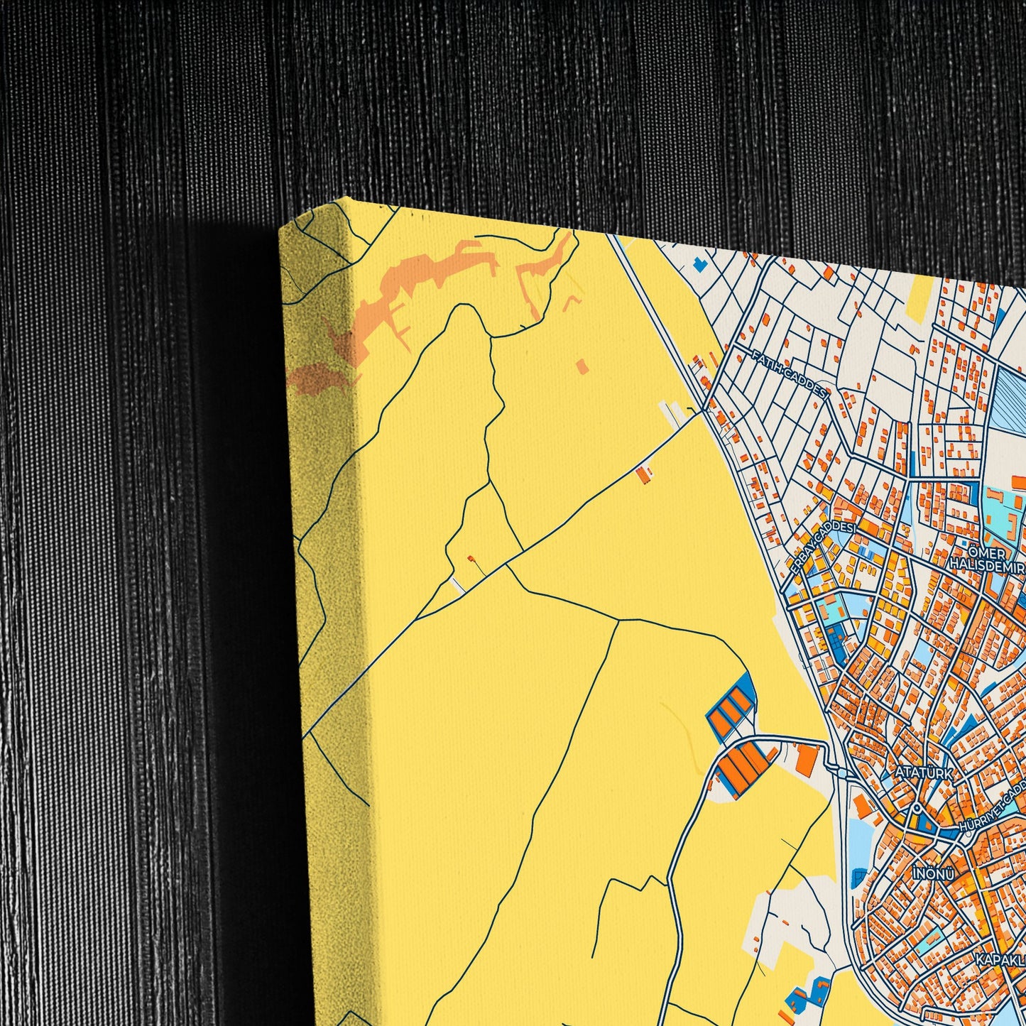 Kapakli Turkey Colorful City Map Canvas Print Detail