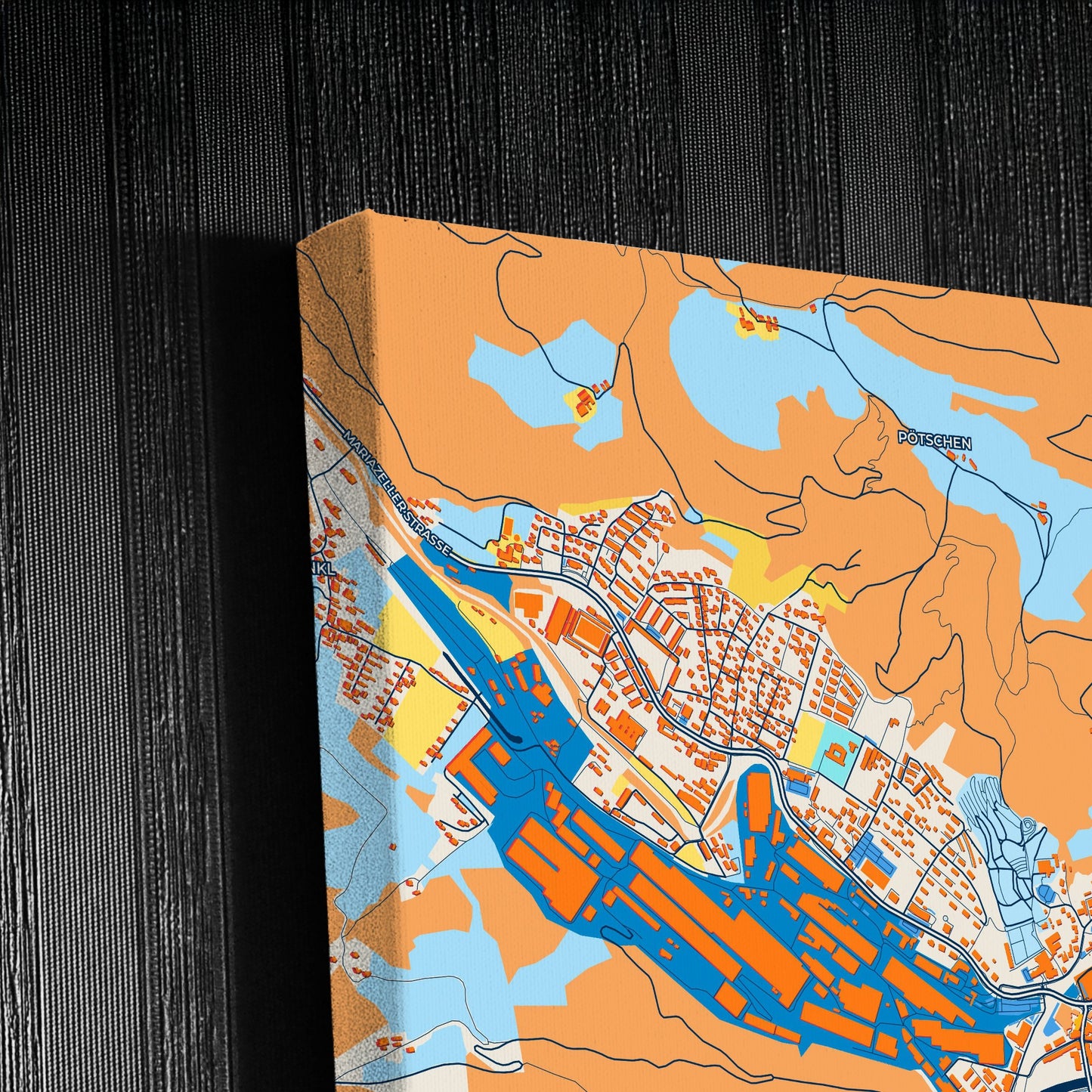 Kapfenberg Austria Colorful City Map Canvas Print Detail