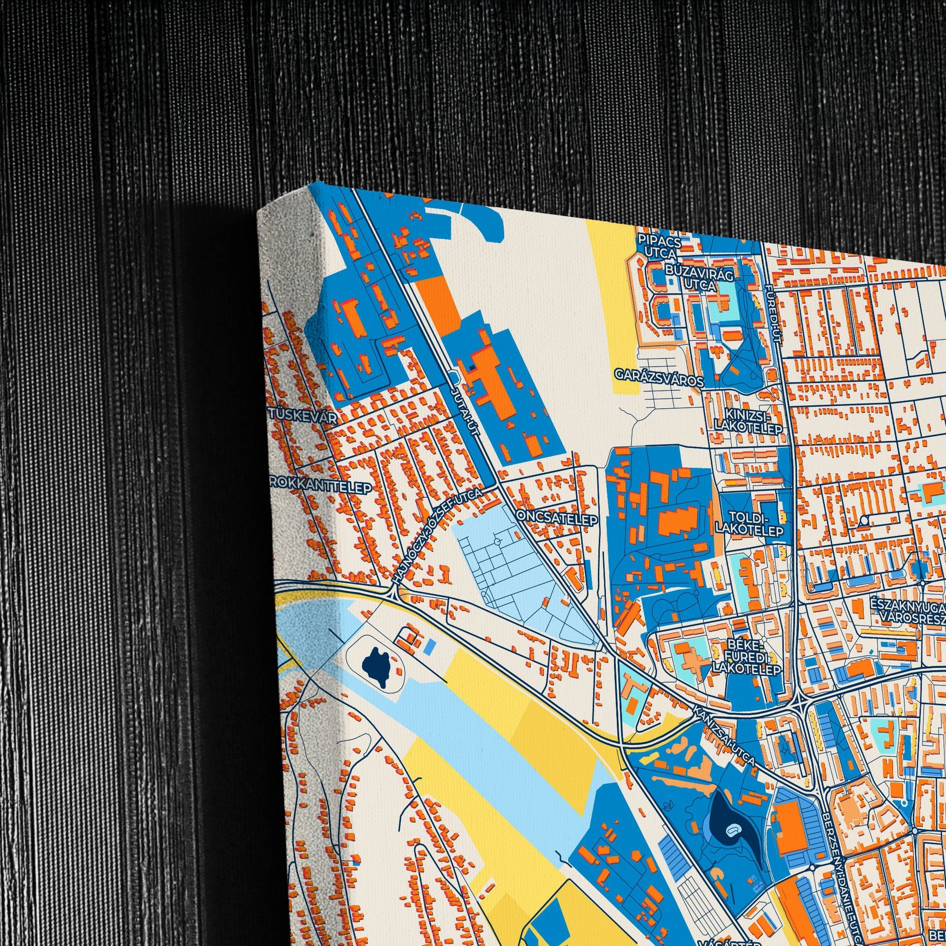 Kaposvár Hungary Colorful City Map Canvas Print Detail