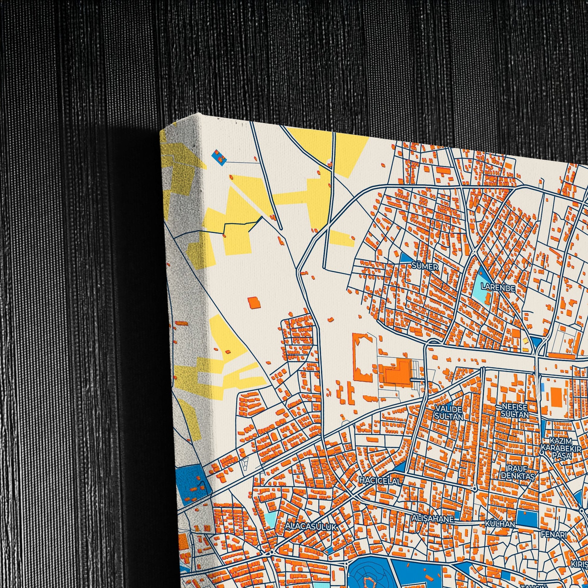 Karaman Turkey Colorful City Map Canvas Print Detail