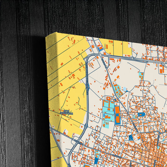 Καρδιτσα Greece Colorful City Map Canvas Print Detail