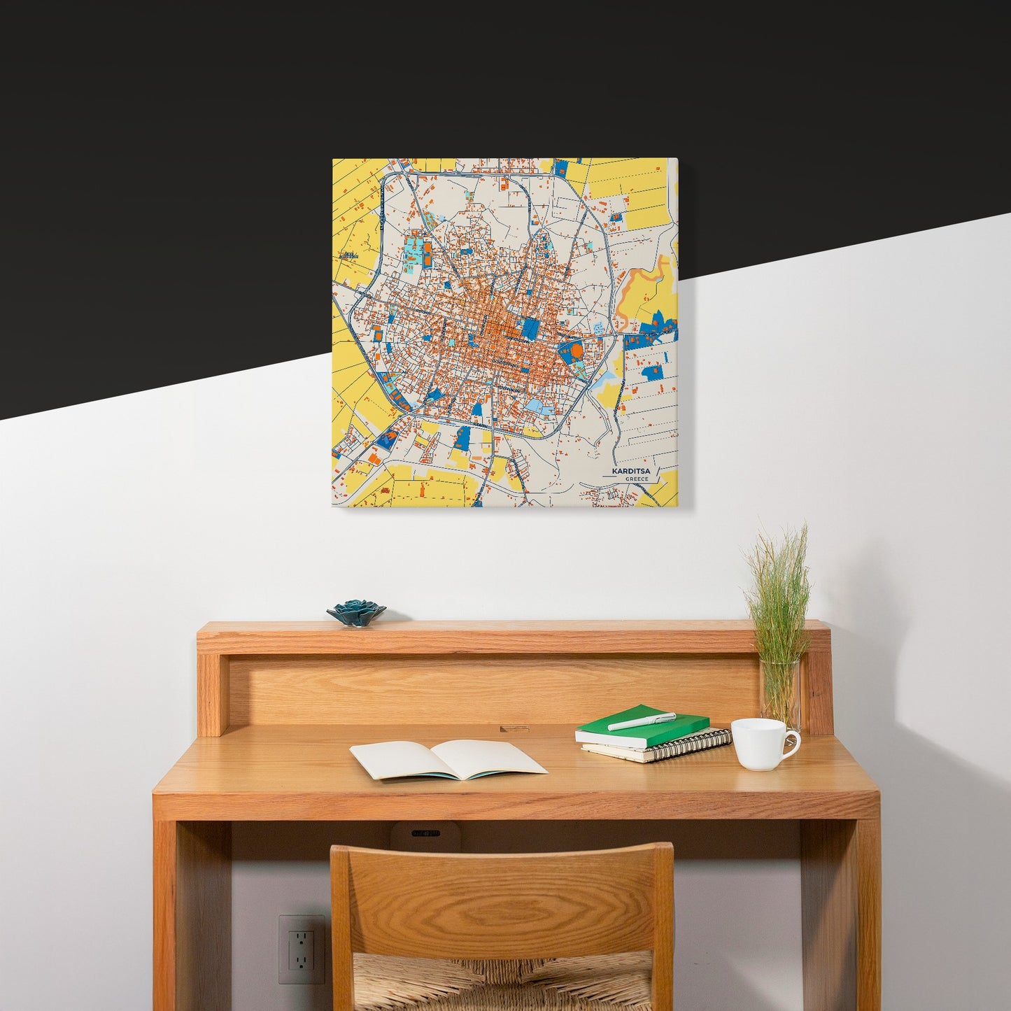 Καρδιτσα Greece Colorful City Map Canvas Print Scene