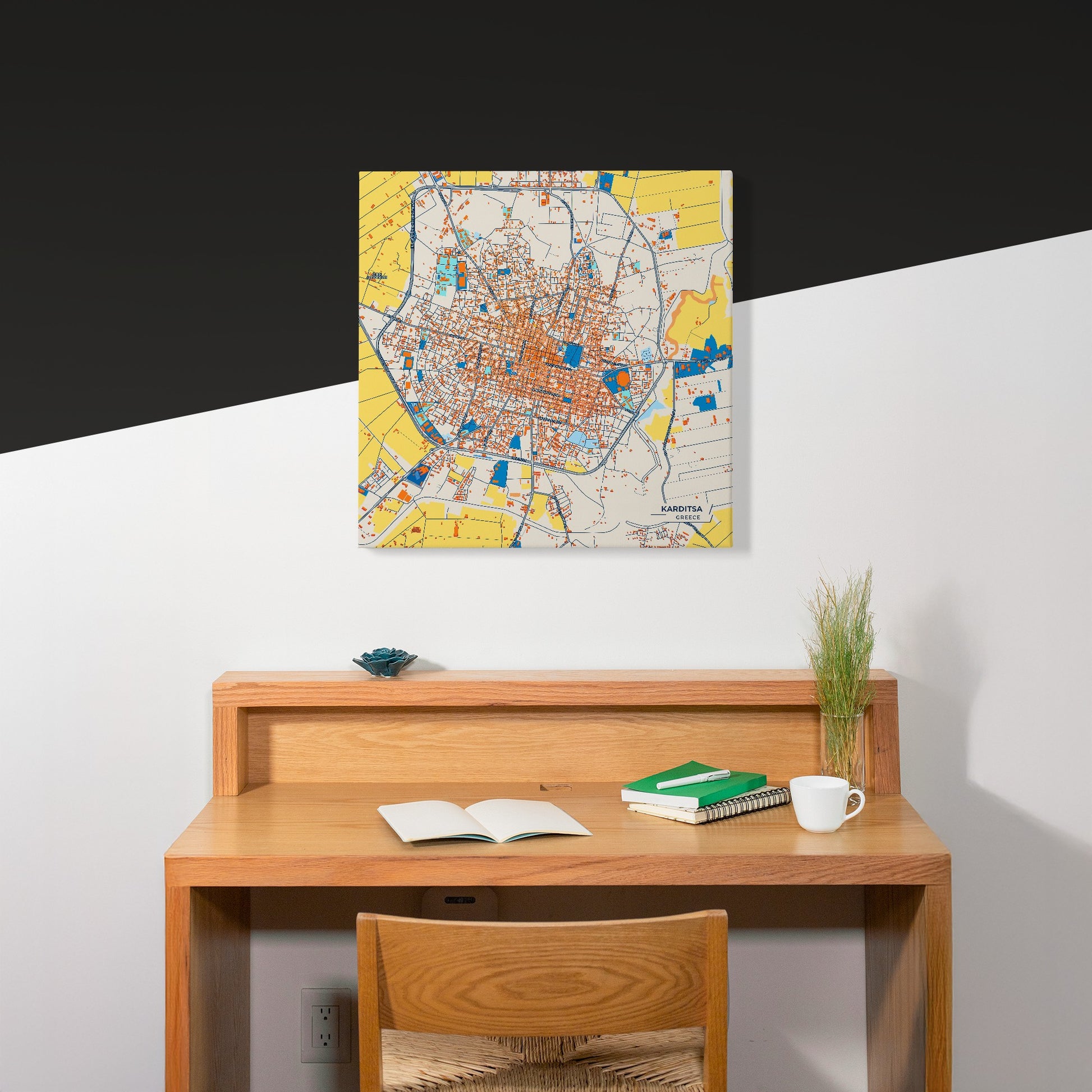 Καρδιτσα Greece Colorful City Map Canvas Print Scene