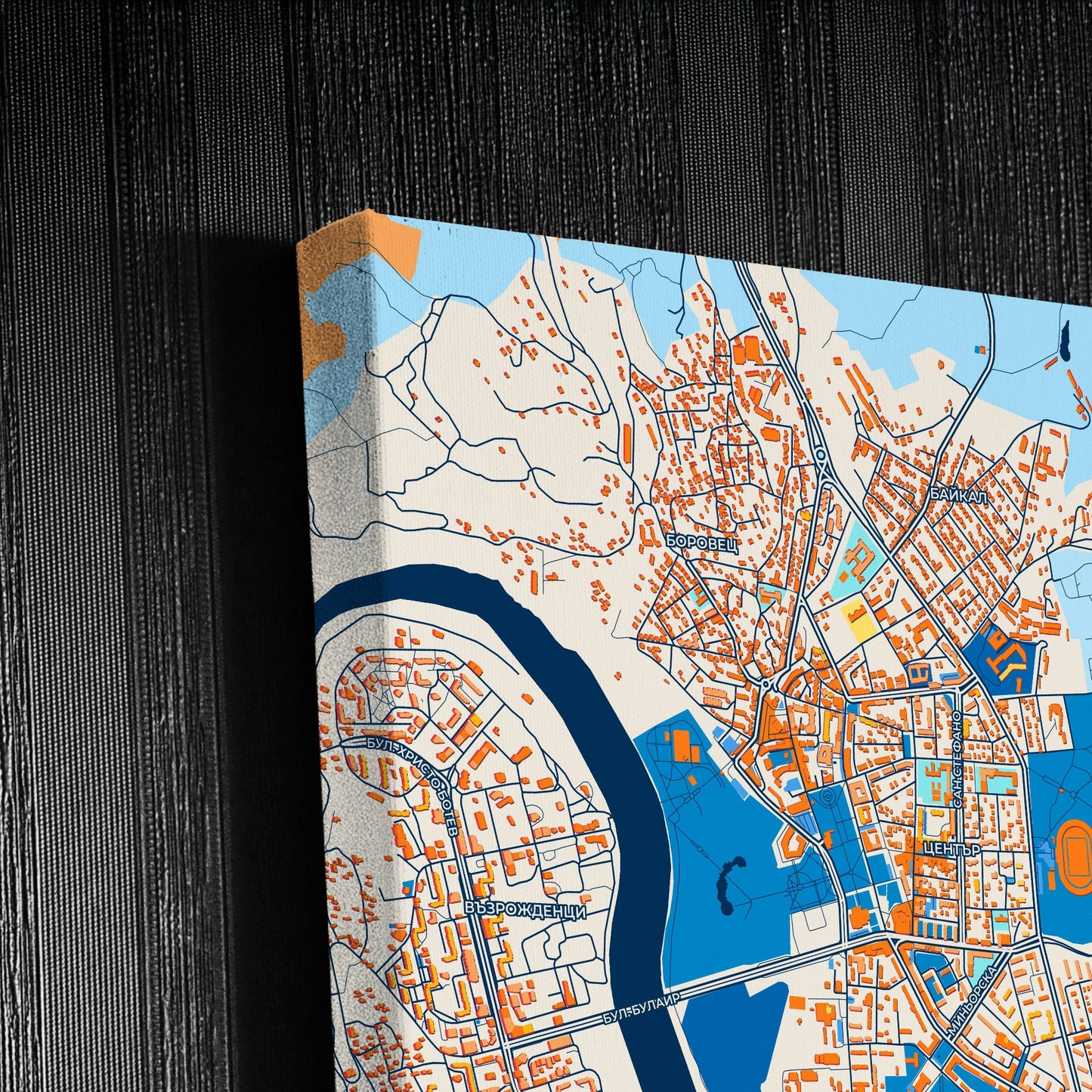 Кърджали Bulgaria Colorful City Map Canvas Print Detail