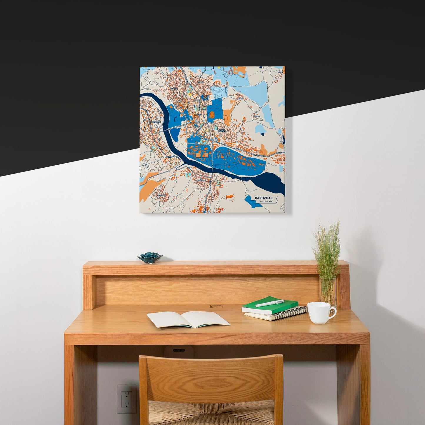 Кърджали Bulgaria Colorful City Map Canvas Print Scene