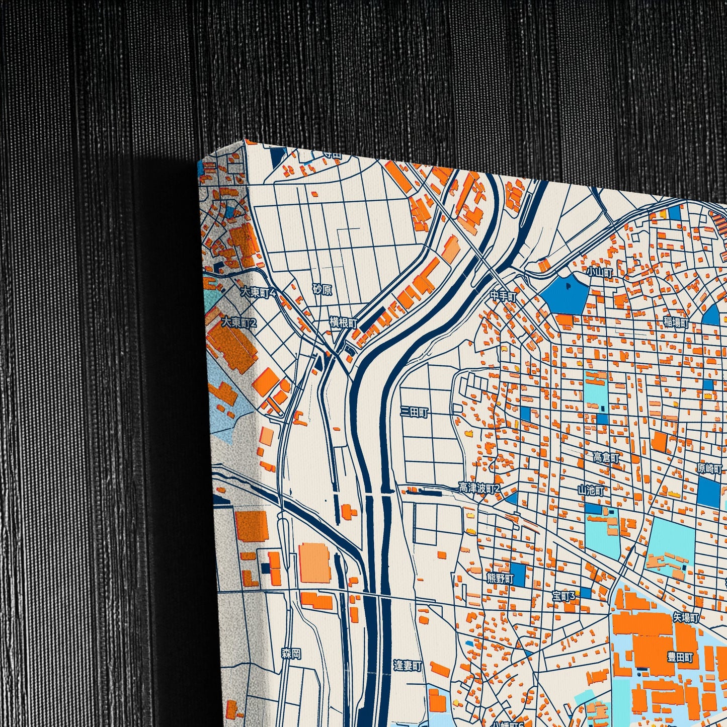 Kariya Japan Colorful City Map Canvas Print Detail