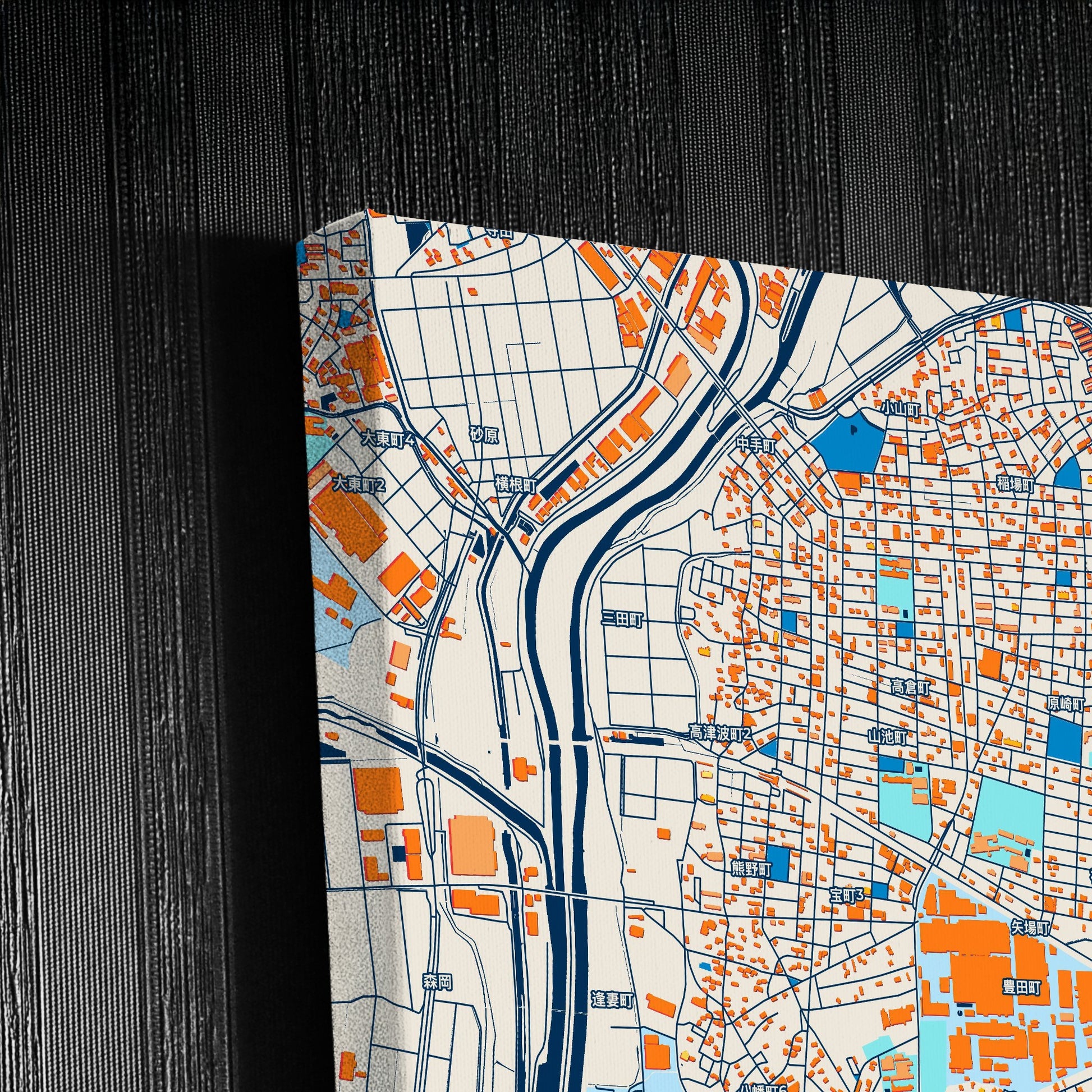Kariya Japan Colorful City Map Canvas Print Detail