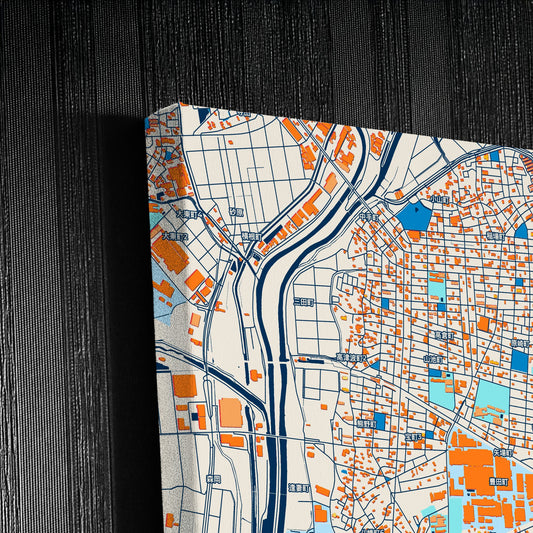 Kariya Japan Colorful City Map Canvas Print Detail