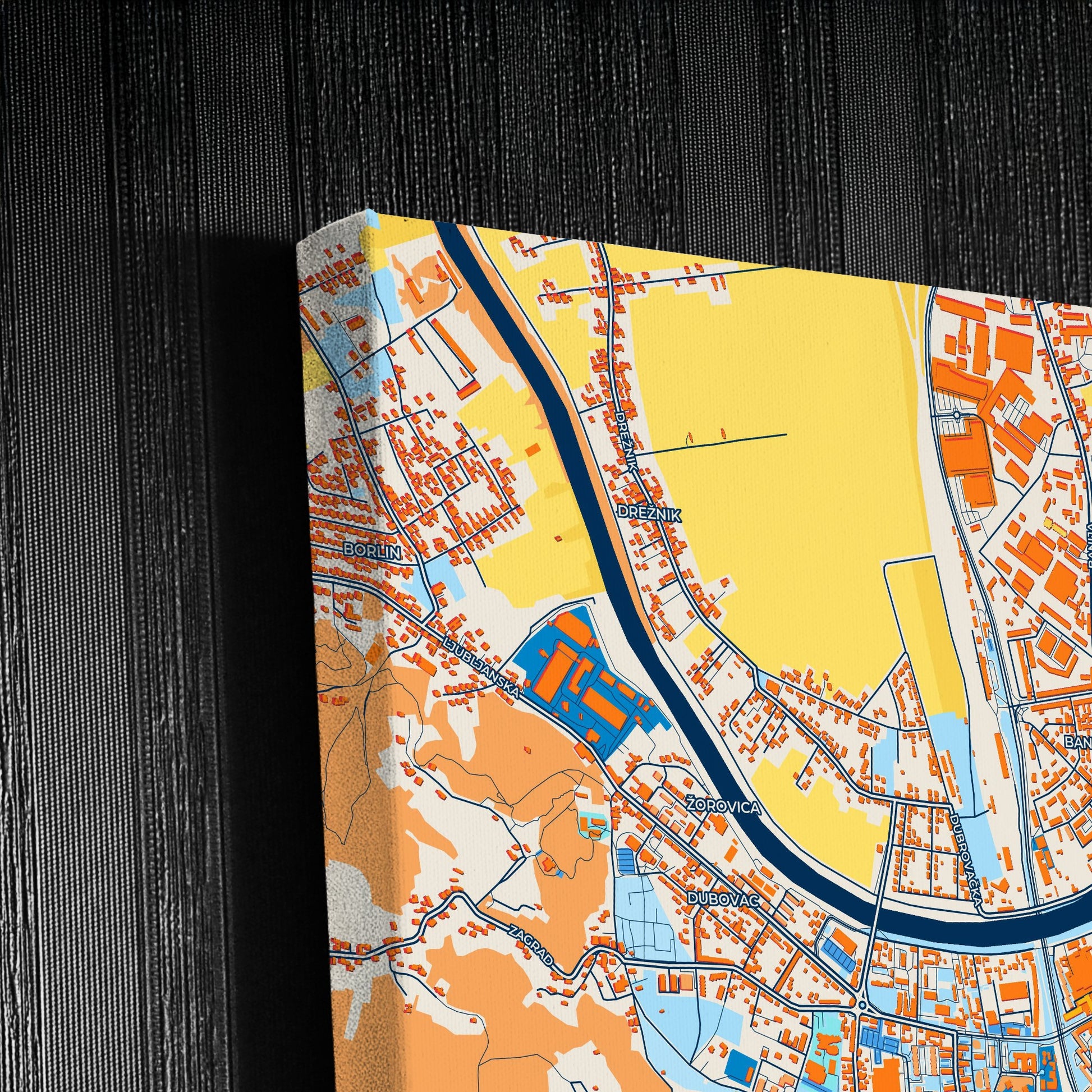 Karlovac Croatia Colorful City Map Canvas Print Detail