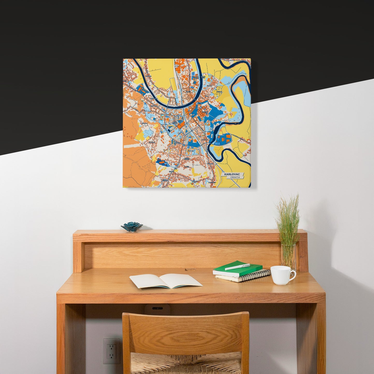 Karlovac Croatia Colorful City Map Canvas Print Scene