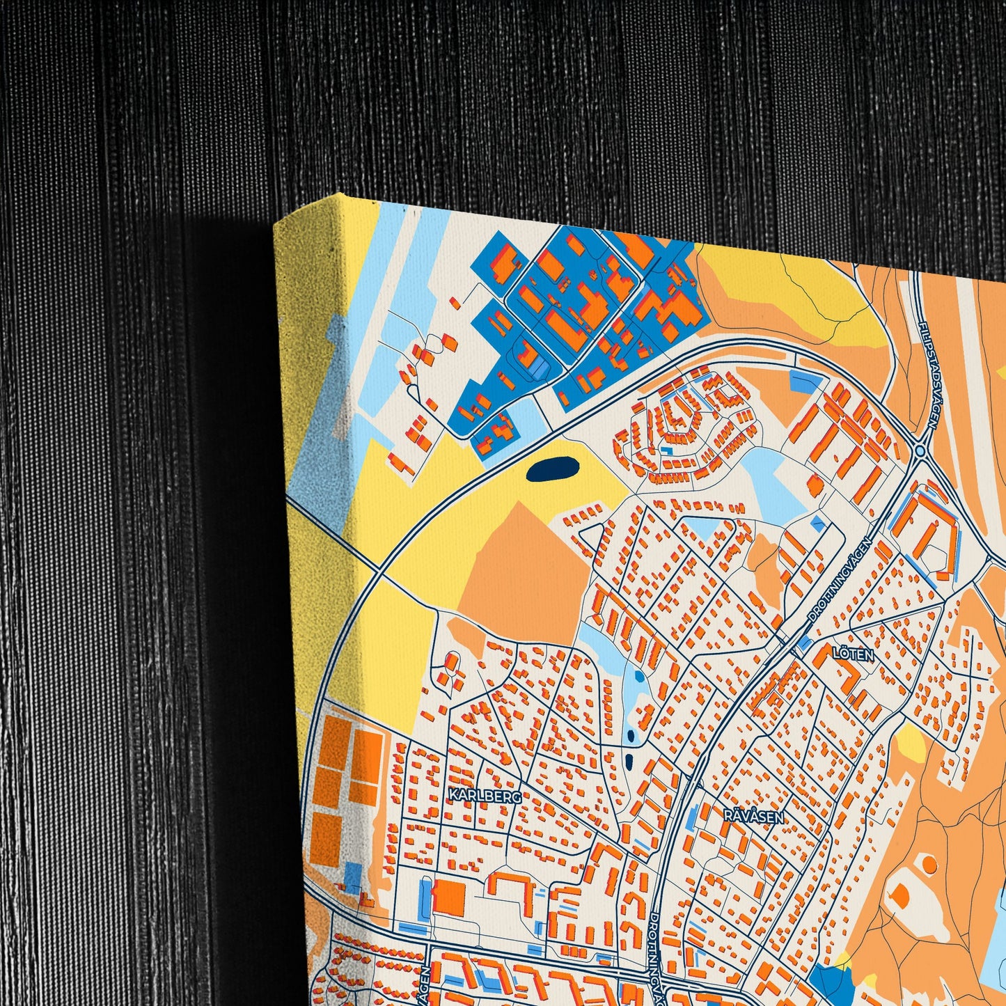 Karlskoga Sweden Colorful City Map Canvas Print Detail