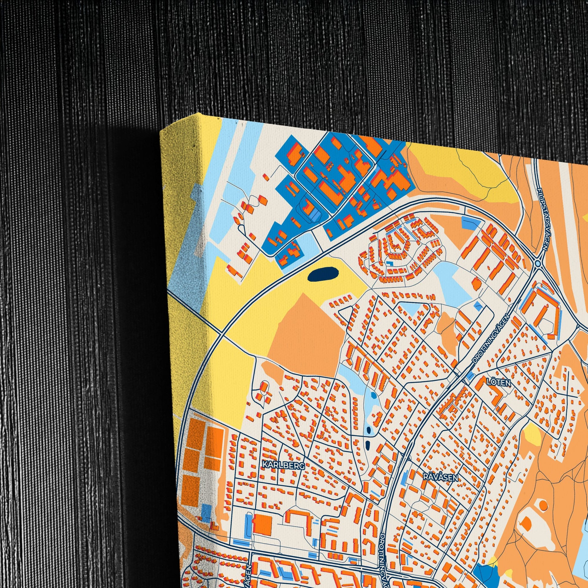 Karlskoga Sweden Colorful City Map Canvas Print Detail