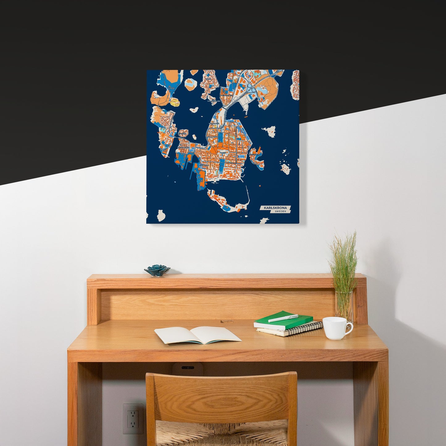 Karlskrona Sweden Colorful City Map Canvas Print Scene