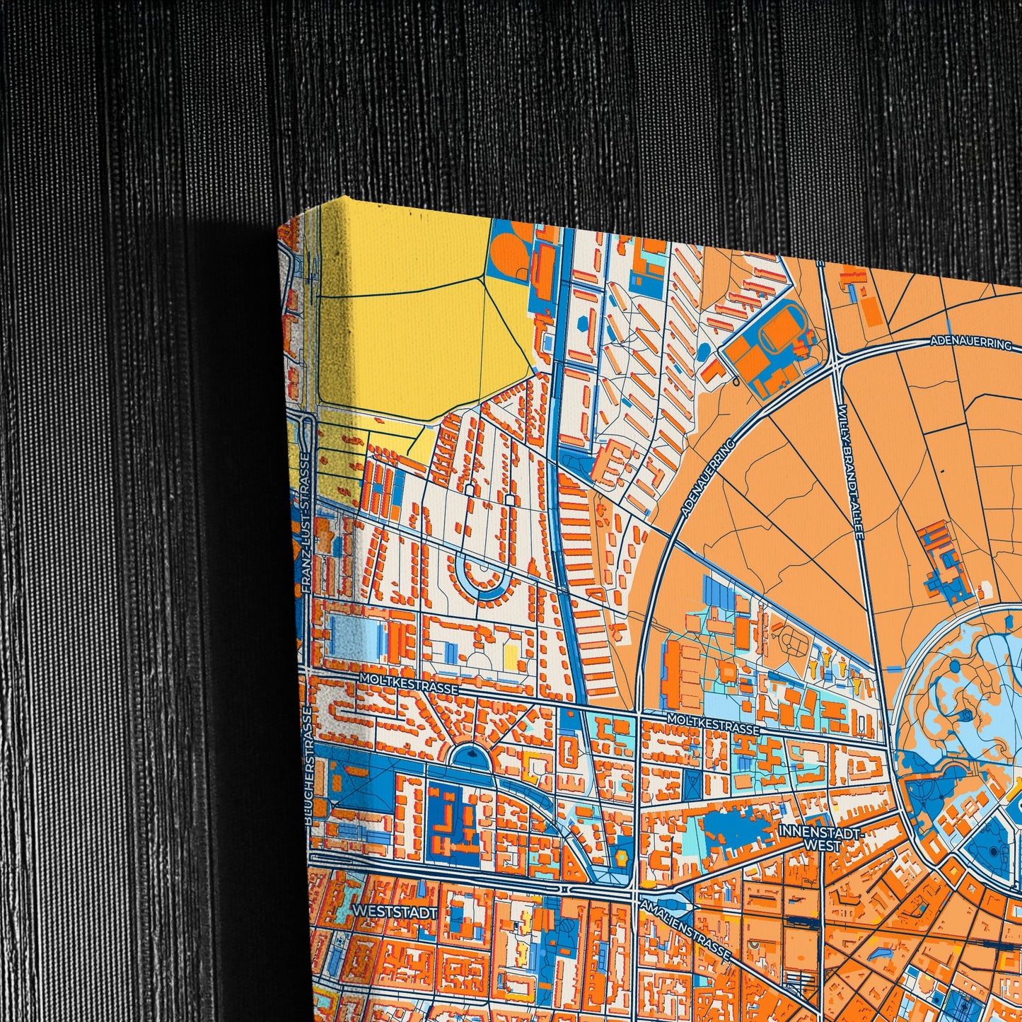 Karlsruhe Germany Colorful City Map Canvas Print Detail