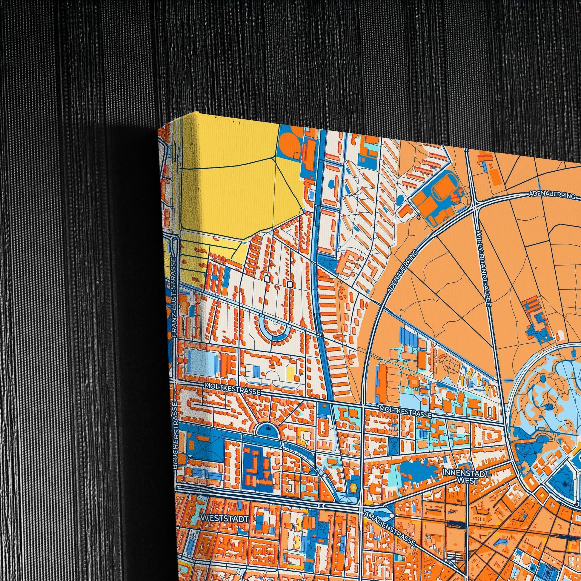 Karlsruhe Germany Colorful City Map Canvas Print Detail