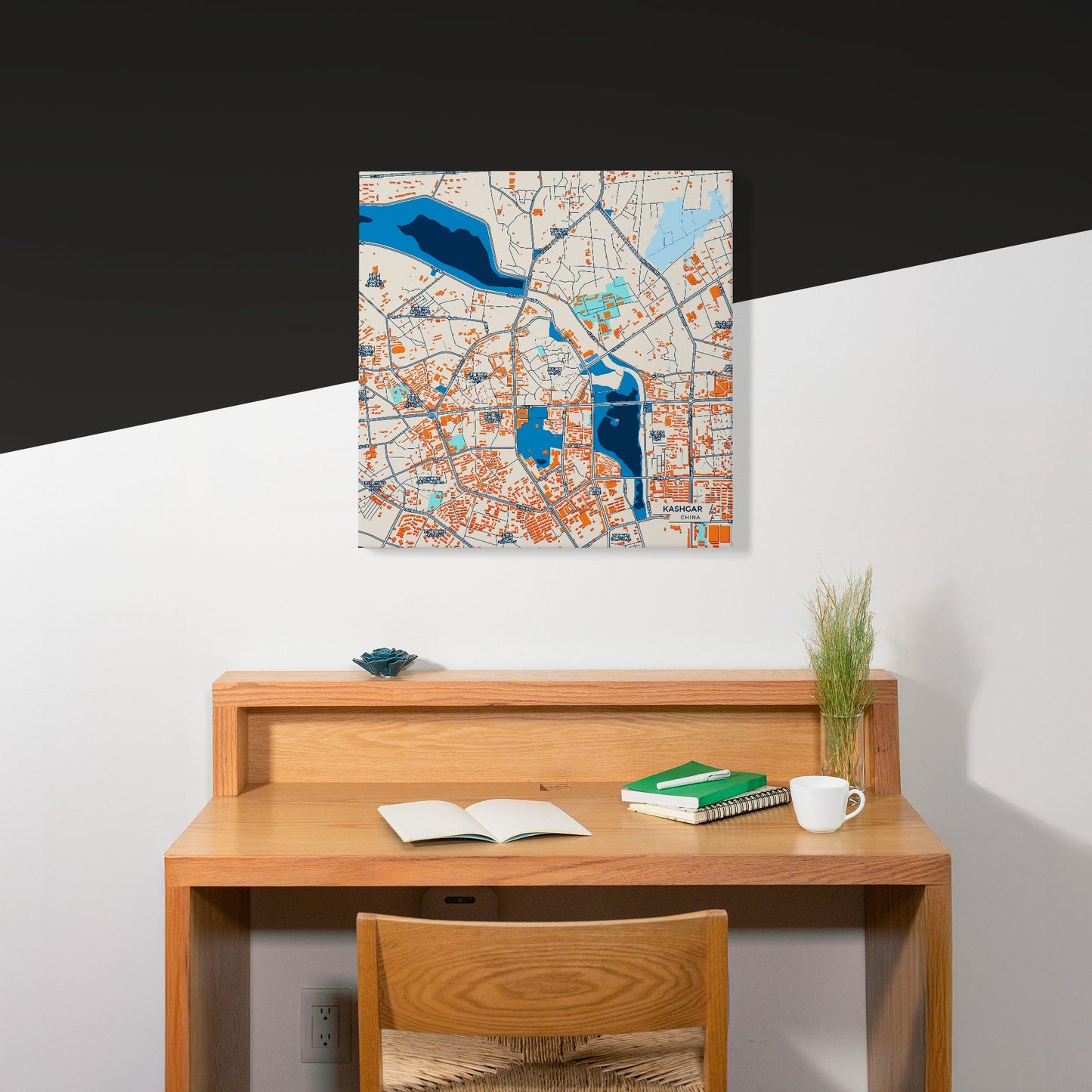 Kashgar China Colorful City Map Canvas Print Scene