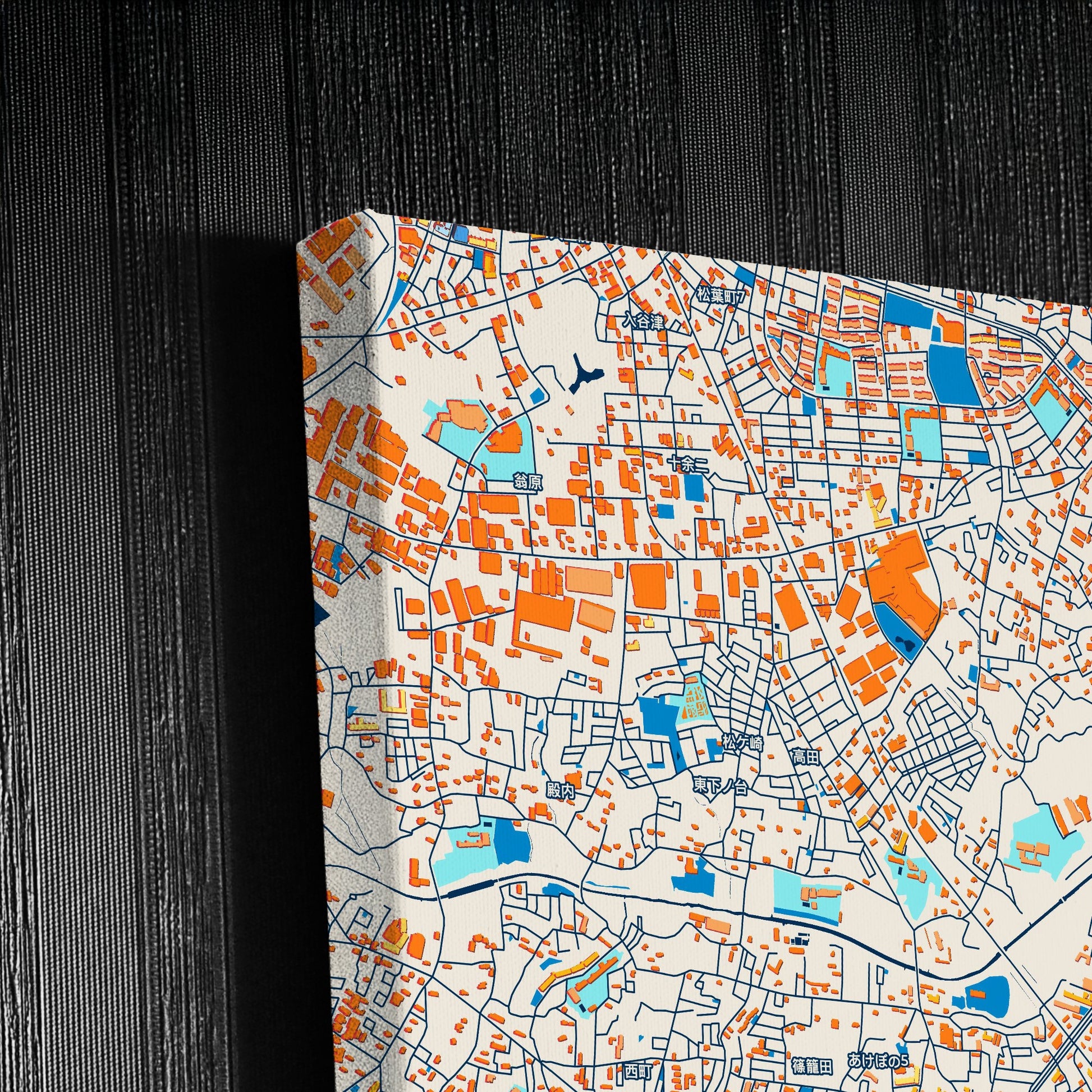 Kashiwa Japan Colorful City Map Canvas Print Detail