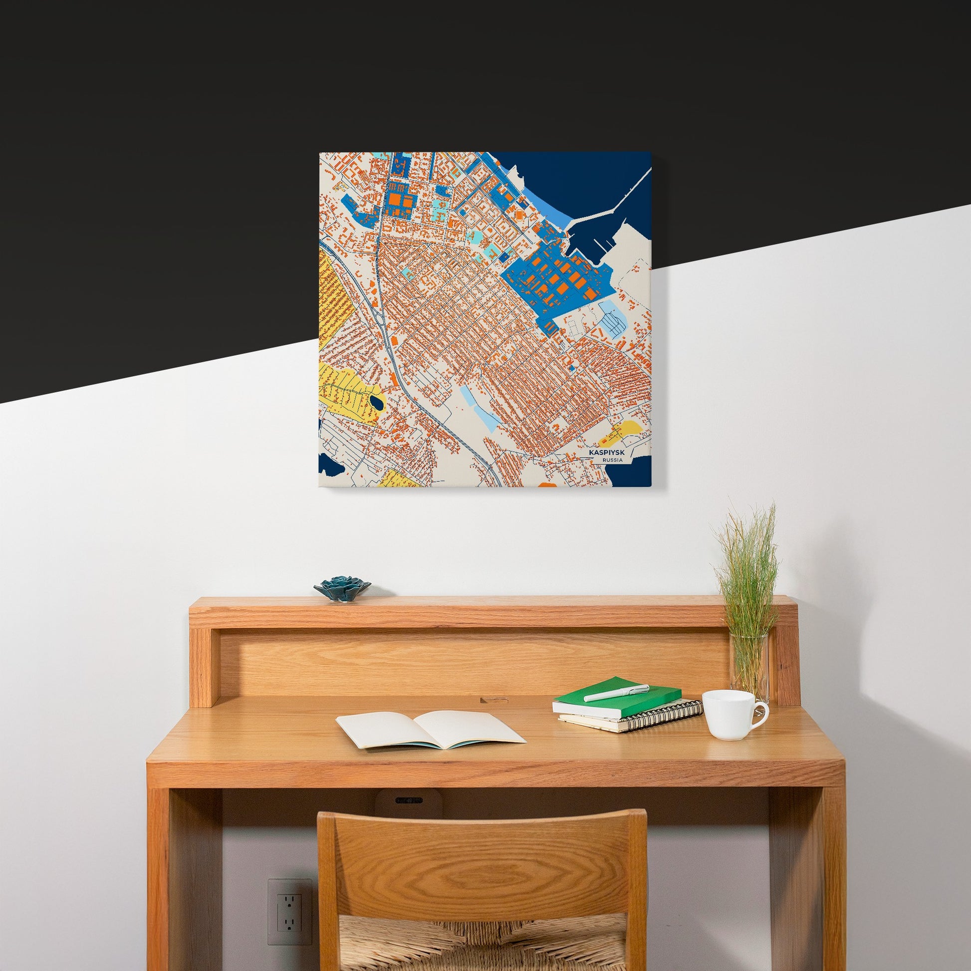 Каспийск Russia Colorful City Map Canvas Print Scene