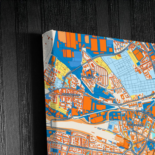 Kassel Germany Colorful City Map Canvas Print Detail