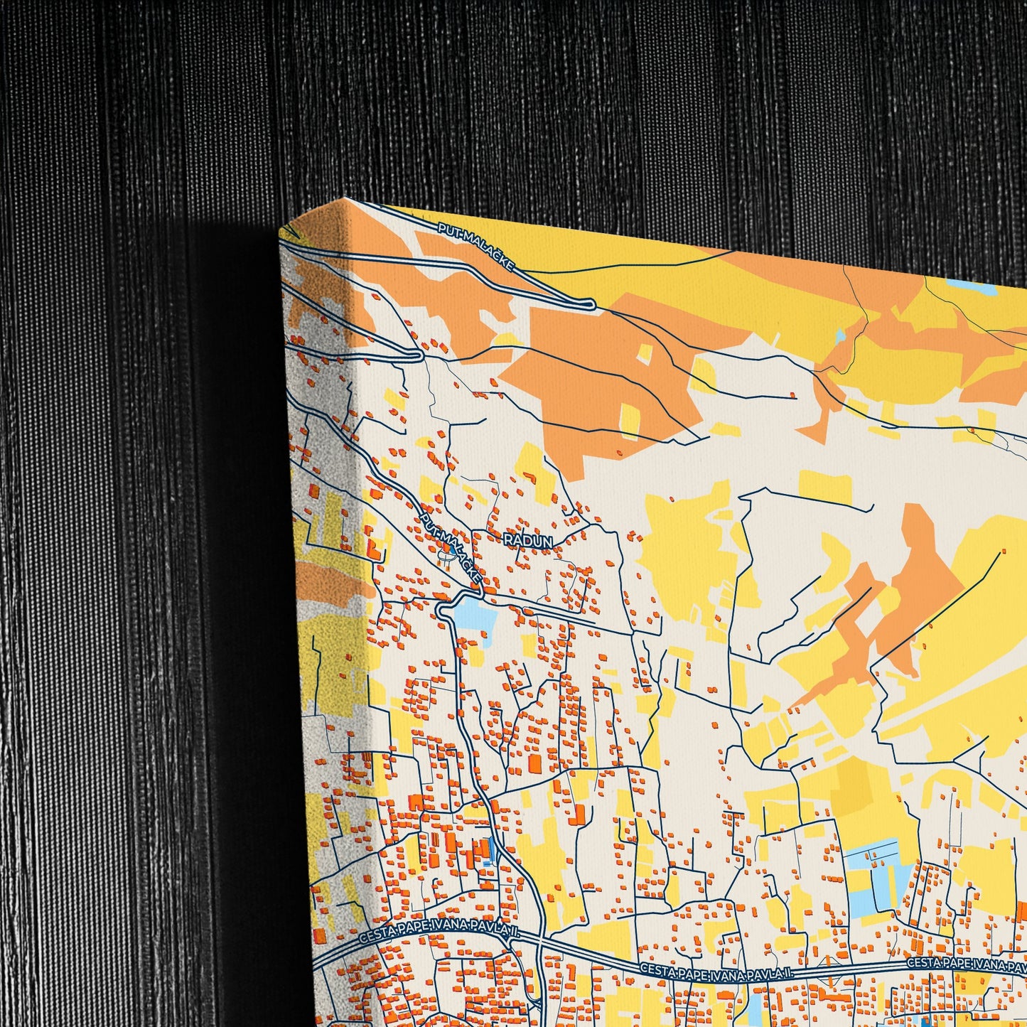 Kaštela Croatia Colorful City Map Canvas Print Detail