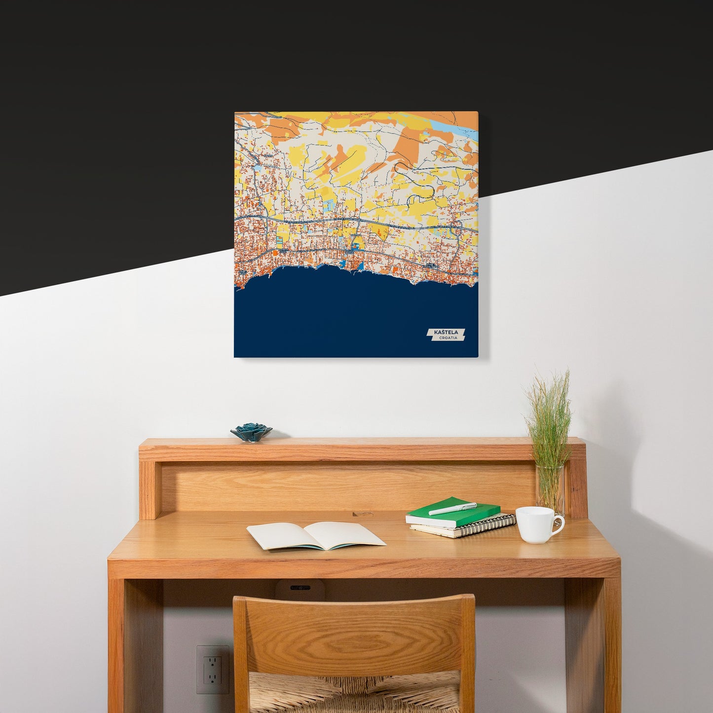 Kaštela Croatia Colorful City Map Canvas Print Scene