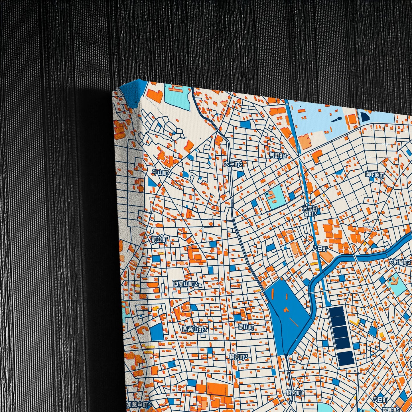 Kasugai Japan Colorful City Map Canvas Print Detail