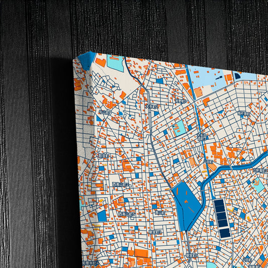 Kasugai Japan Colorful City Map Canvas Print Detail