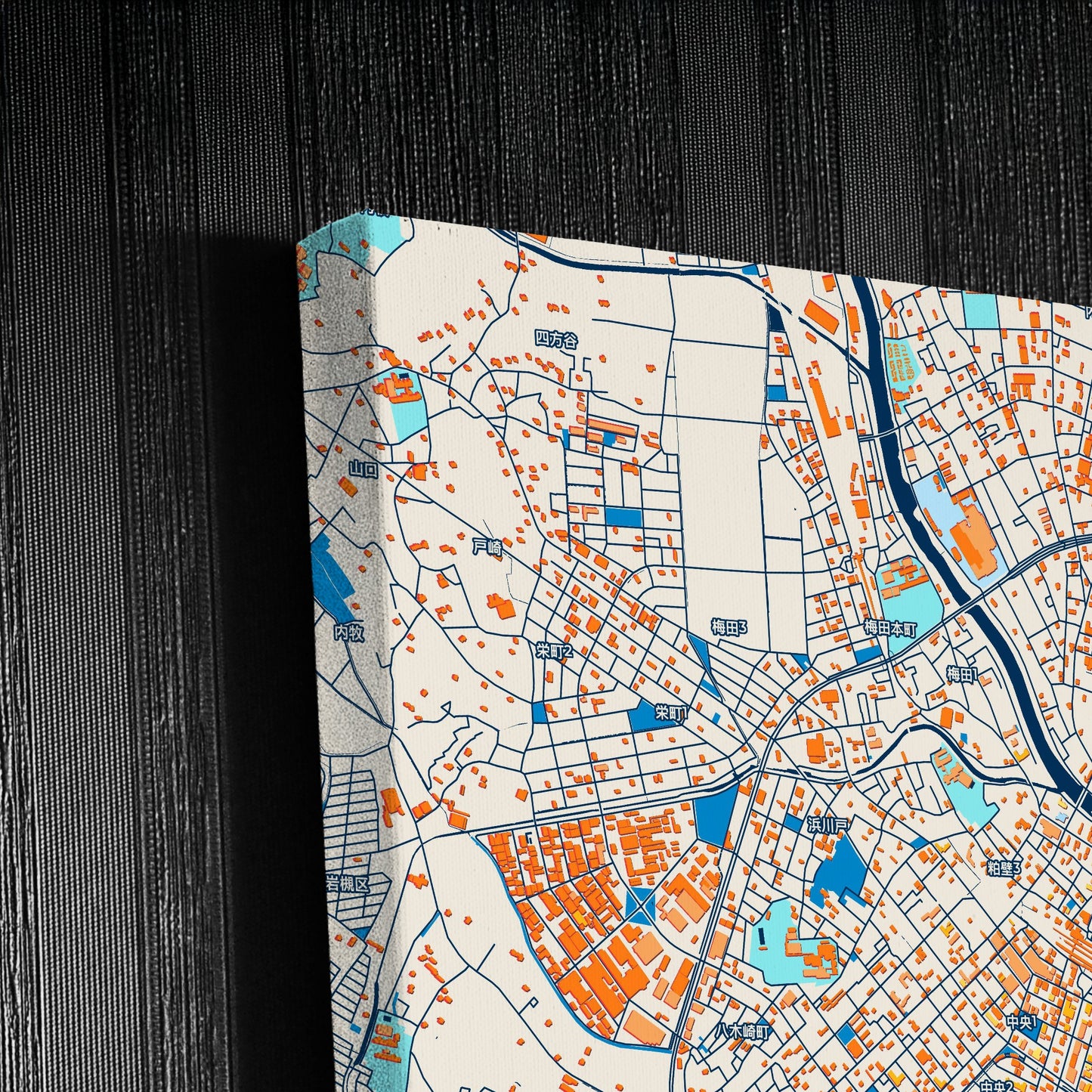 Kasukabe Japan Colorful City Map Canvas Print Detail