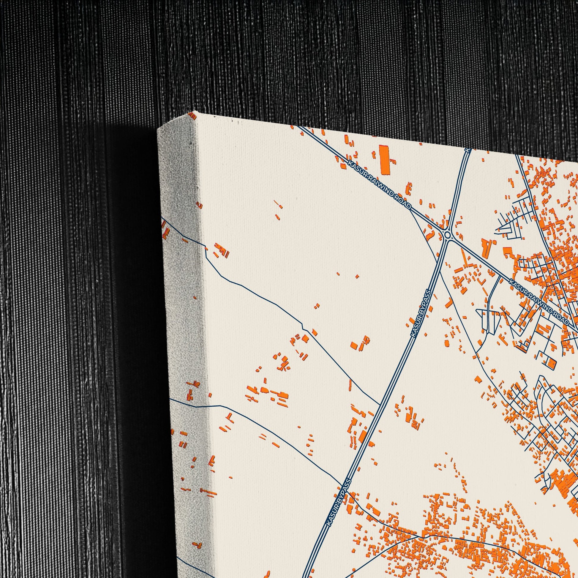 Kasur Pakistan Colorful City Map Canvas Print Detail