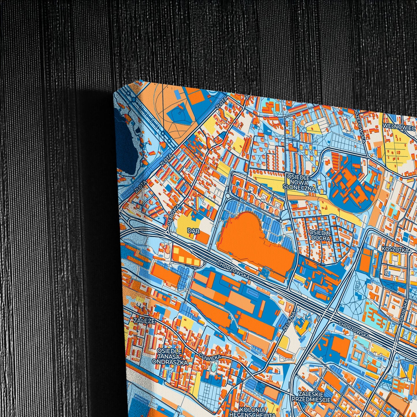 Katowice Poland Colorful City Map Canvas Print Detail