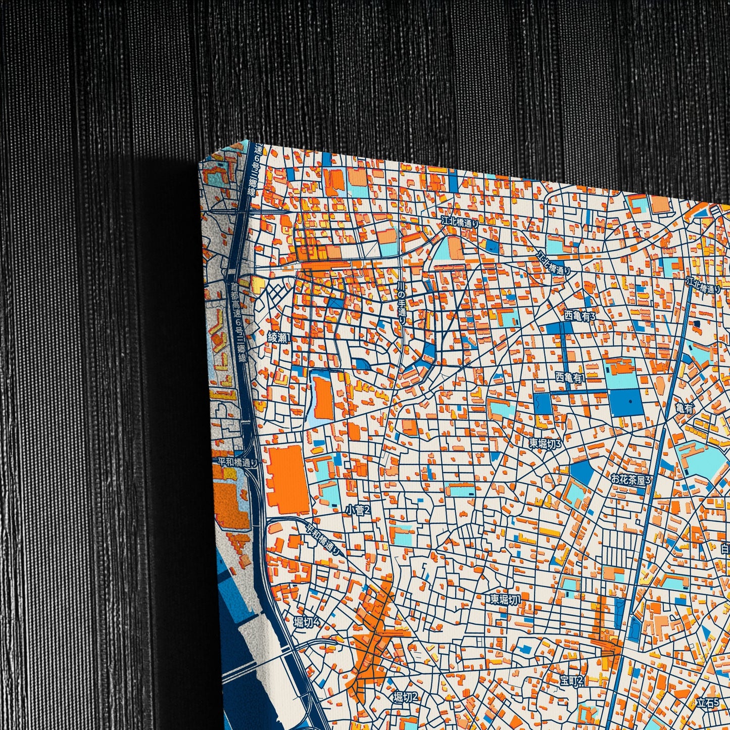 Katsushika Japan Colorful City Map Canvas Print Detail